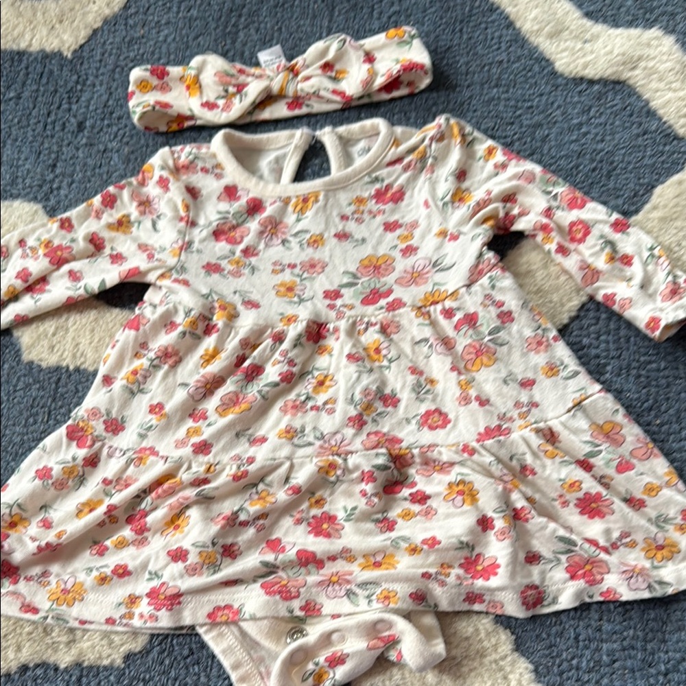 Little Me Floral Baby Dress with Headband